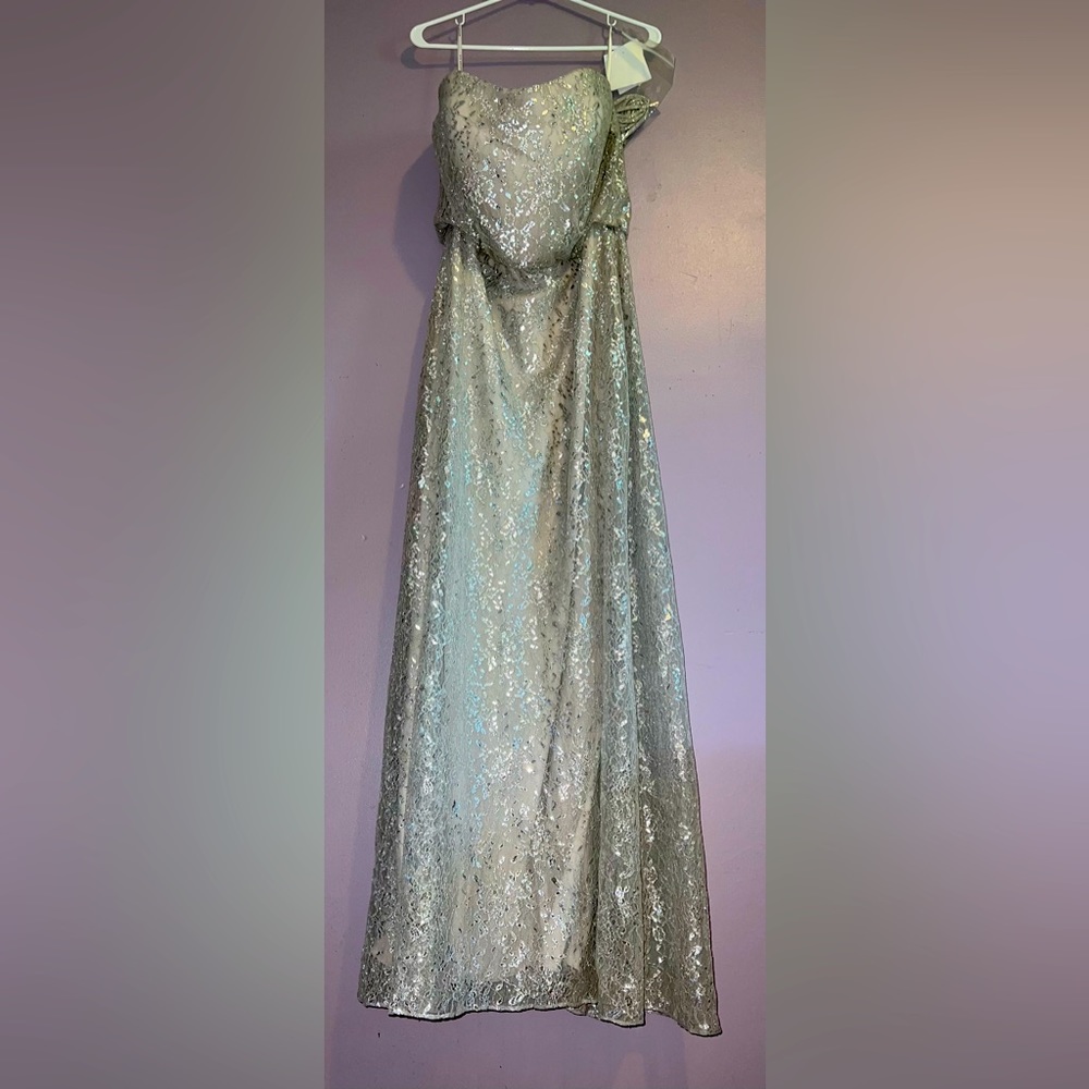 After Six Bridesmaid Prom Formal Maxi Dress Gown 6786 Oyster Size 14 NWT